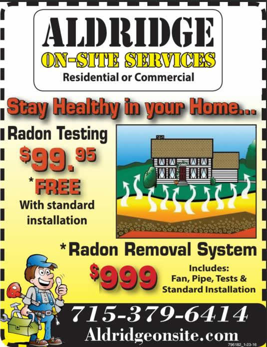 aldridge on site radon mitigation coupon eau claire chippewa falls altoona